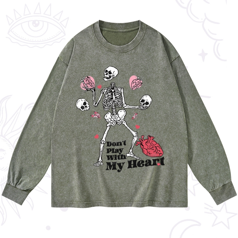 Purplehecate Don't Play With My Heart Washed Long Sleeve Shirt