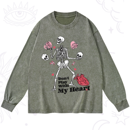 Purplehecate Don't Play With My Heart Washed Long Sleeve Shirt