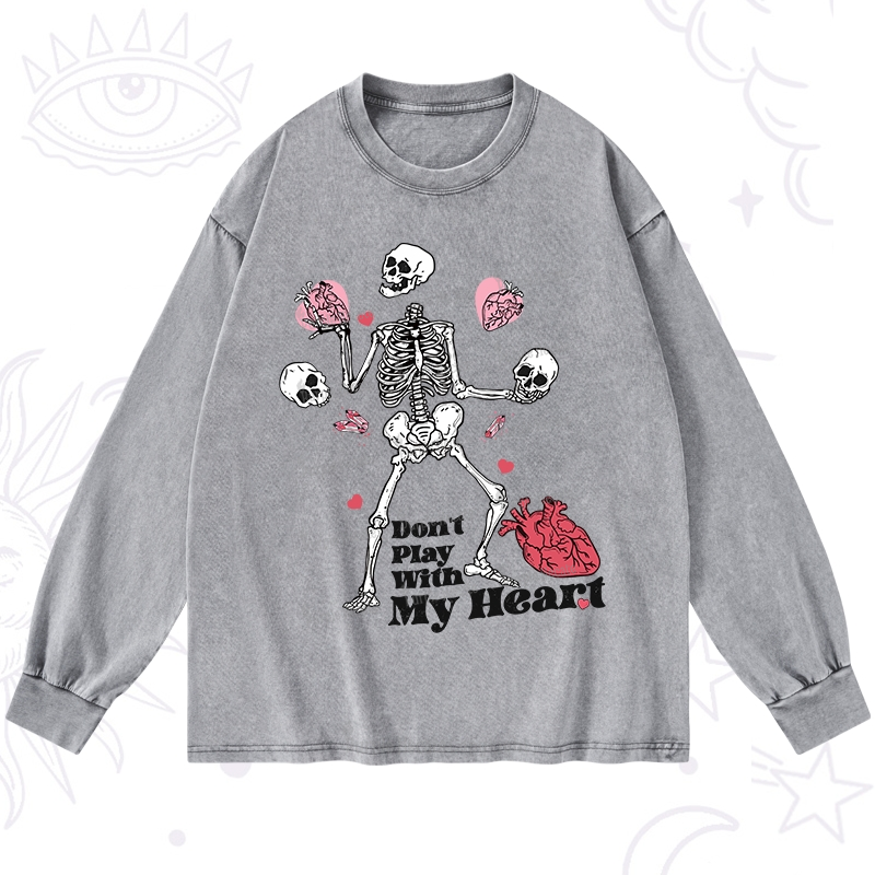 Purplehecate Don't Play With My Heart Washed Long Sleeve Shirt