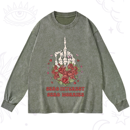 Purplehecate Zero Interest Zero Worries Washed Long Sleeve Shirt