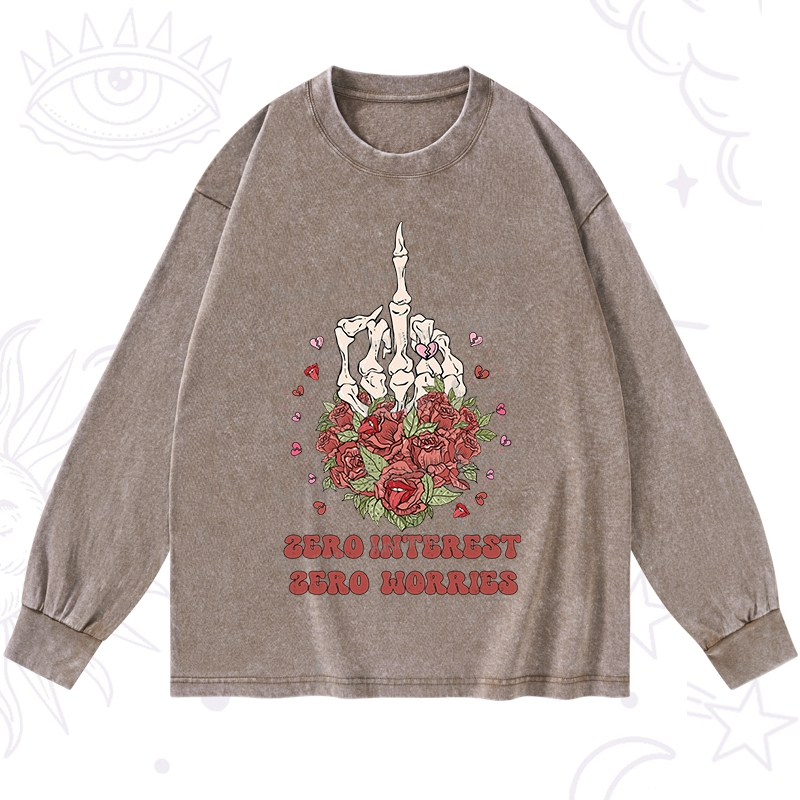 Purplehecate Zero Interest Zero Worries Washed Long Sleeve Shirt