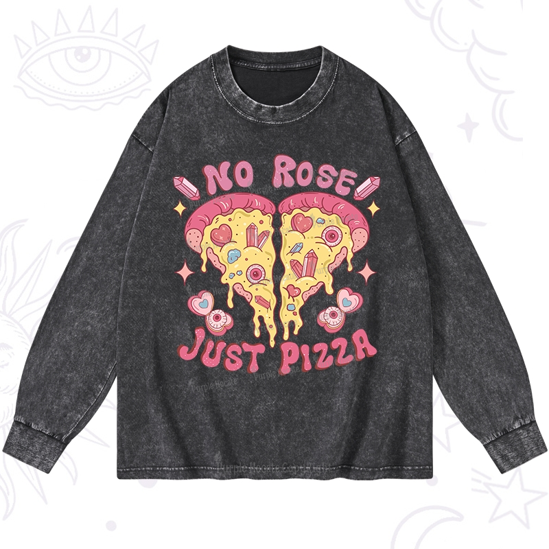 Purplehecate No Rose Just Pizza Washed Long Sleeve Shirt