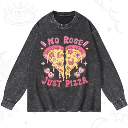 Purplehecate No Rose Just Pizza Washed Long Sleeve Shirt
