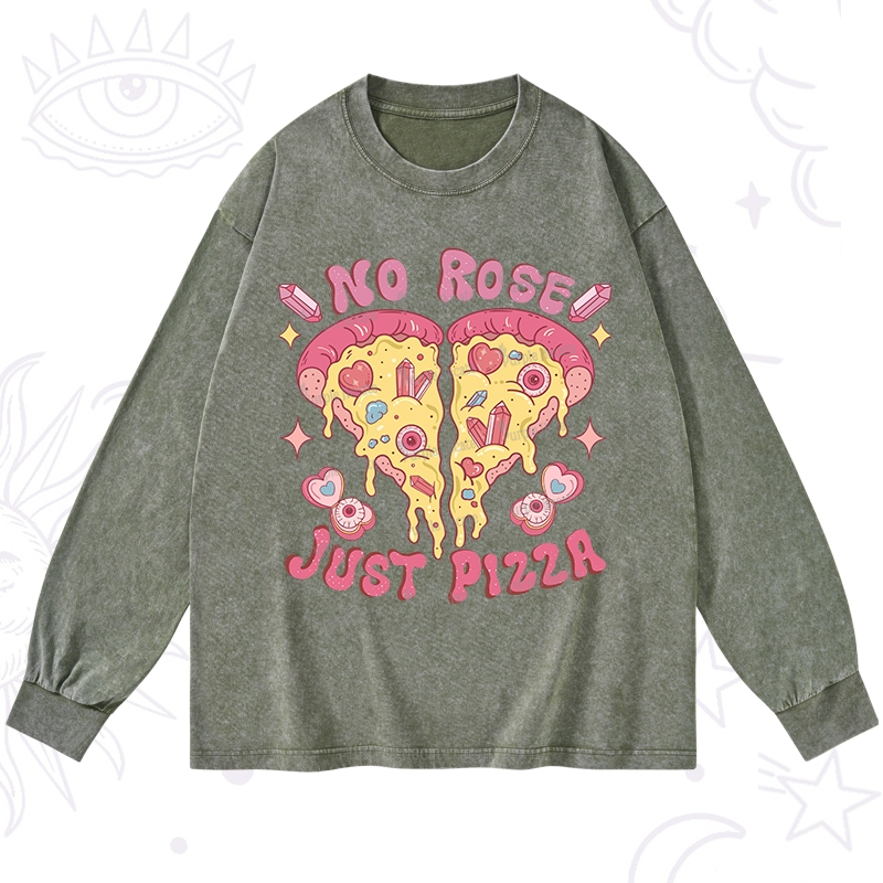 Purplehecate No Rose Just Pizza Washed Long Sleeve Shirt