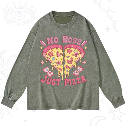 Purplehecate No Rose Just Pizza Washed Long Sleeve Shirt
