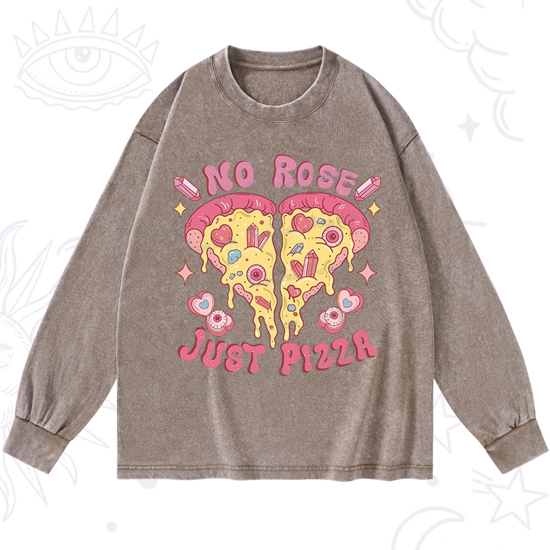 Purplehecate No Rose Just Pizza Washed Long Sleeve Shirt