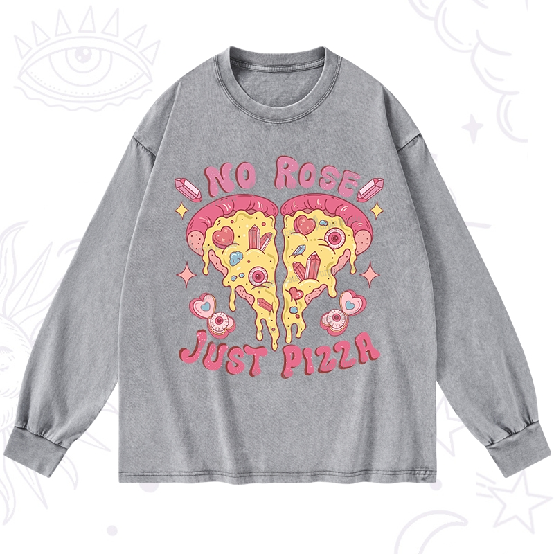 Purplehecate No Rose Just Pizza Washed Long Sleeve Shirt