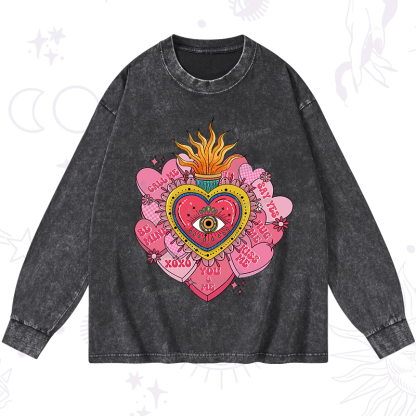 Purplehecate The Eye of the Heart Valentine Washed Long Sleeve Shirt