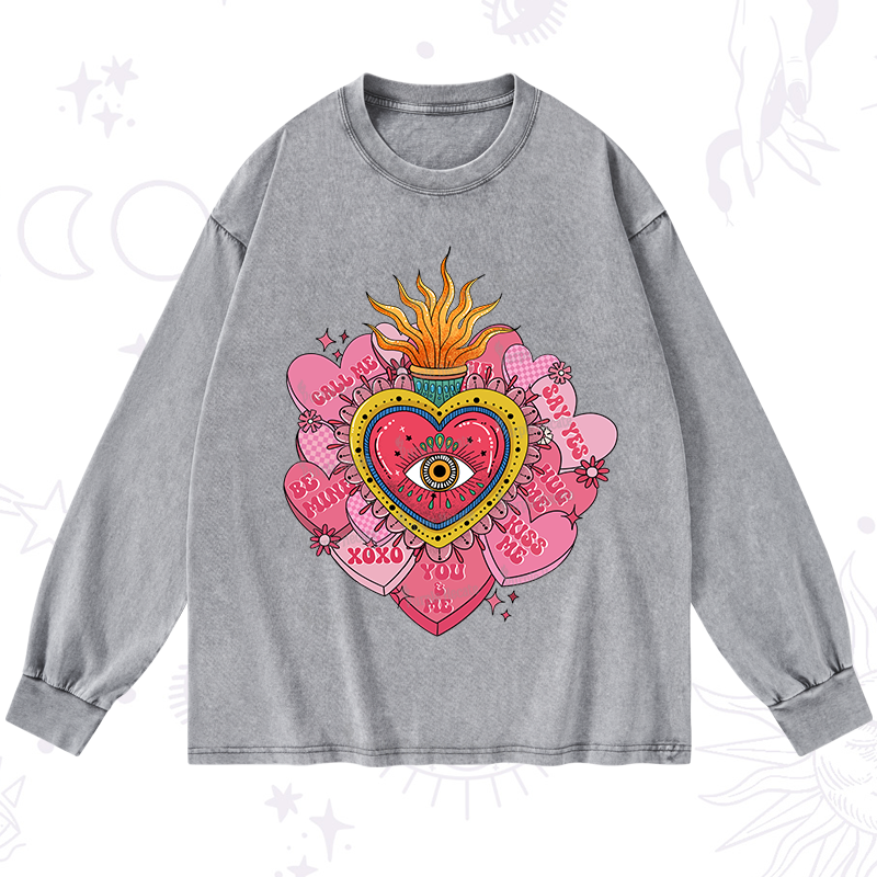 Purplehecate The Eye of the Heart Valentine Washed Long Sleeve Shirt