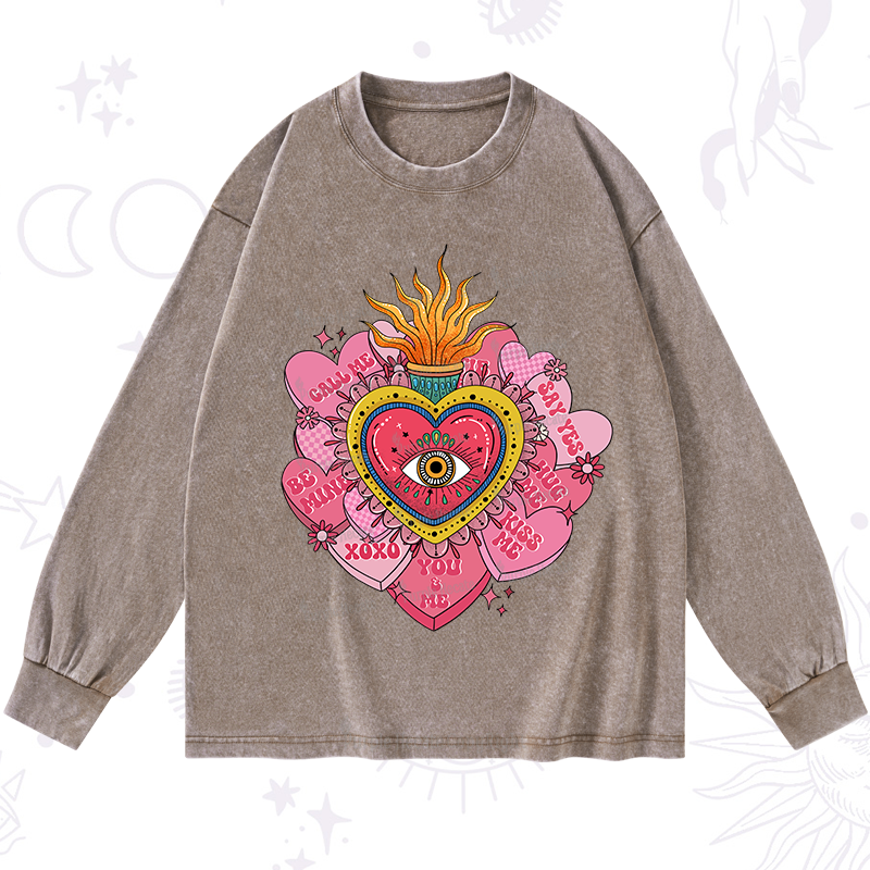 Purplehecate The Eye of the Heart Valentine Washed Long Sleeve Shirt