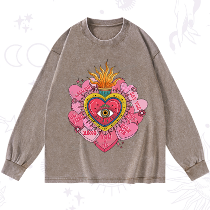 Purplehecate The Eye of the Heart Valentine Washed Long Sleeve Shirt