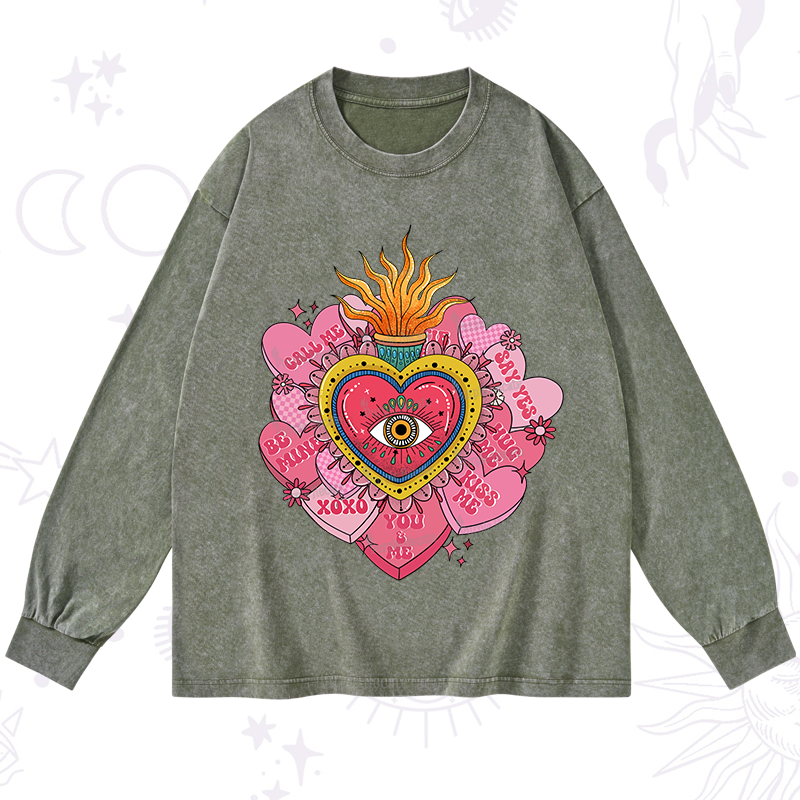 Purplehecate The Eye of the Heart Valentine Washed Long Sleeve Shirt