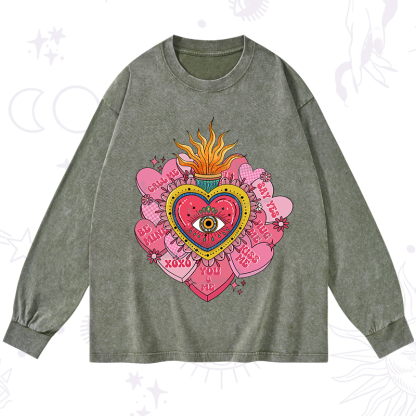 Purplehecate The Eye of the Heart Valentine Washed Long Sleeve Shirt