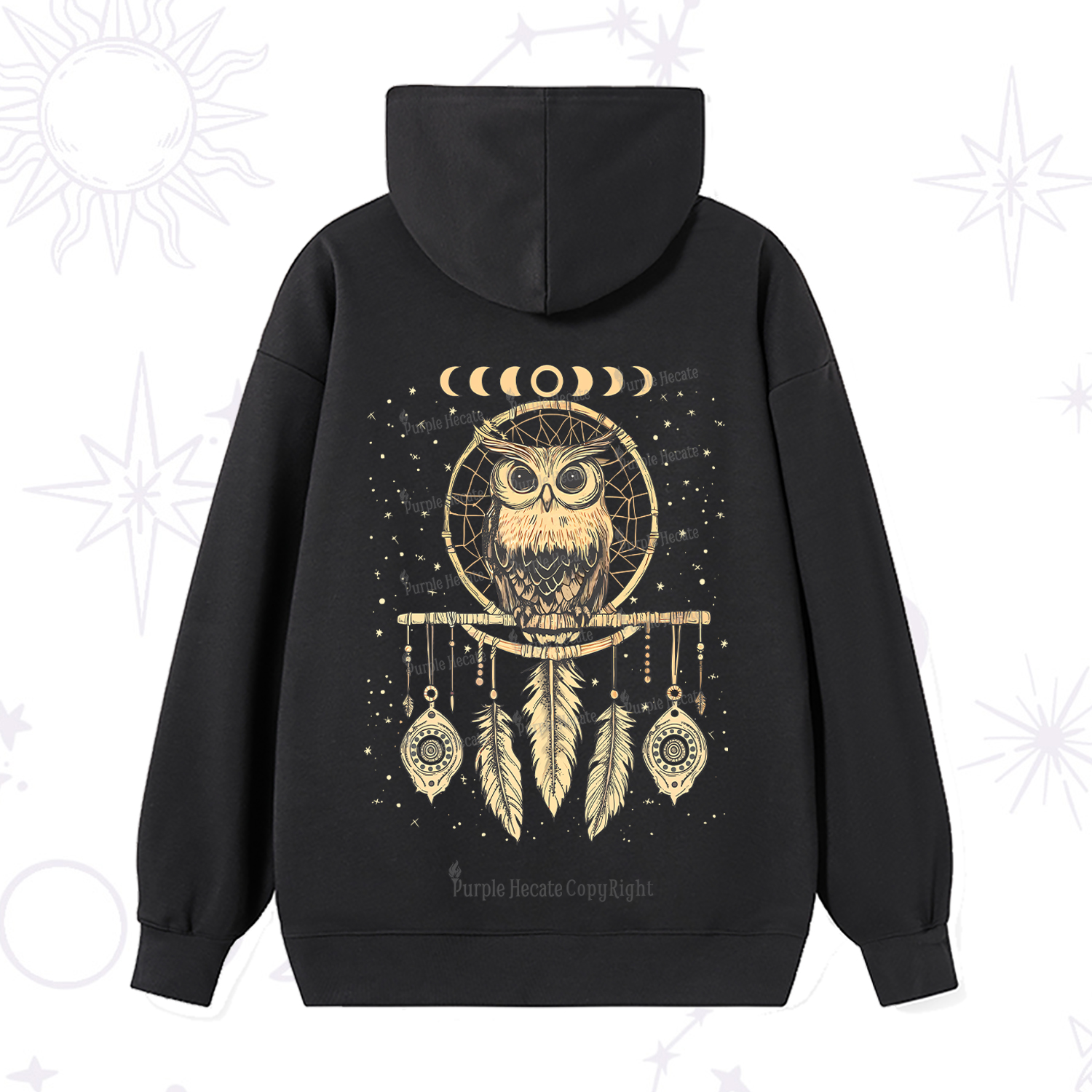 Purplehecate Luna Owl Dream Catcher Hoodie