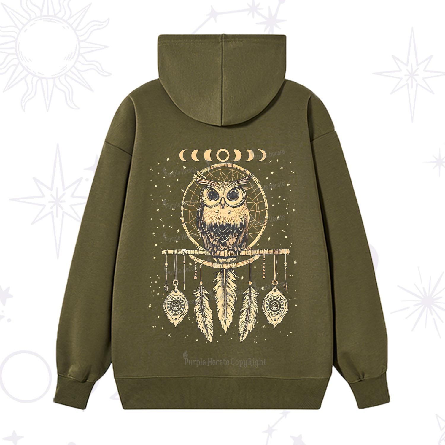 Purplehecate Luna Owl Dream Catcher Hoodie