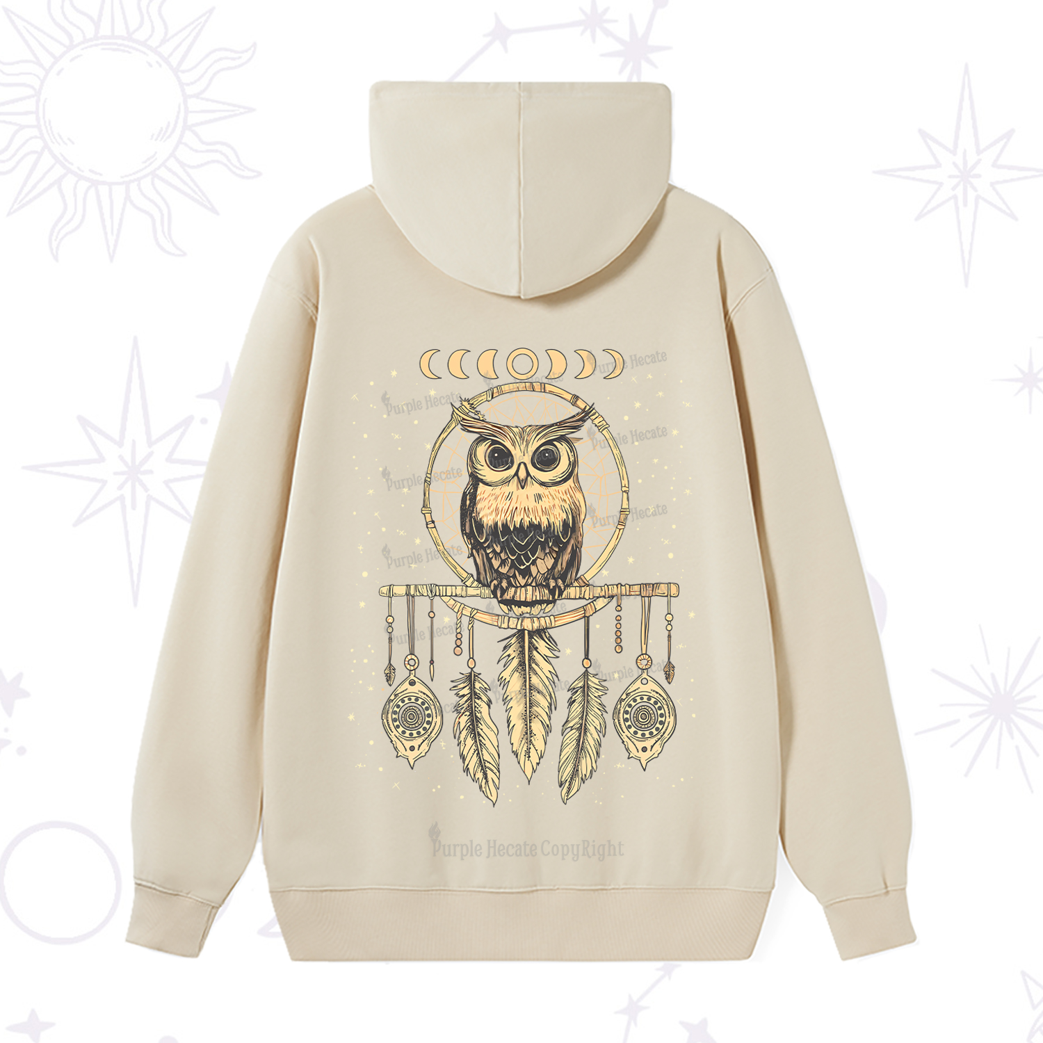 Purplehecate Luna Owl Dream Catcher Hoodie