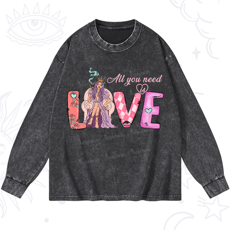 Purplehecate All You Need Is Valentine Washed Long Sleeve Shirt