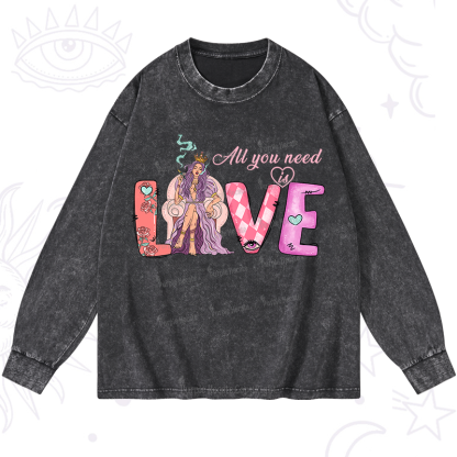 Purplehecate All You Need Is Valentine Washed Long Sleeve Shirt