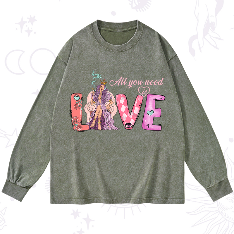 Purplehecate All You Need Is Valentine Washed Long Sleeve Shirt