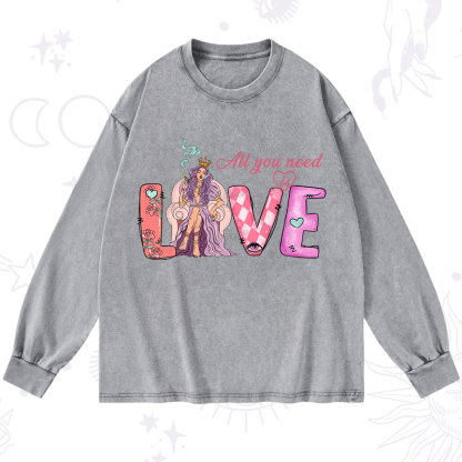 Purplehecate All You Need Is Valentine Washed Long Sleeve Shirt