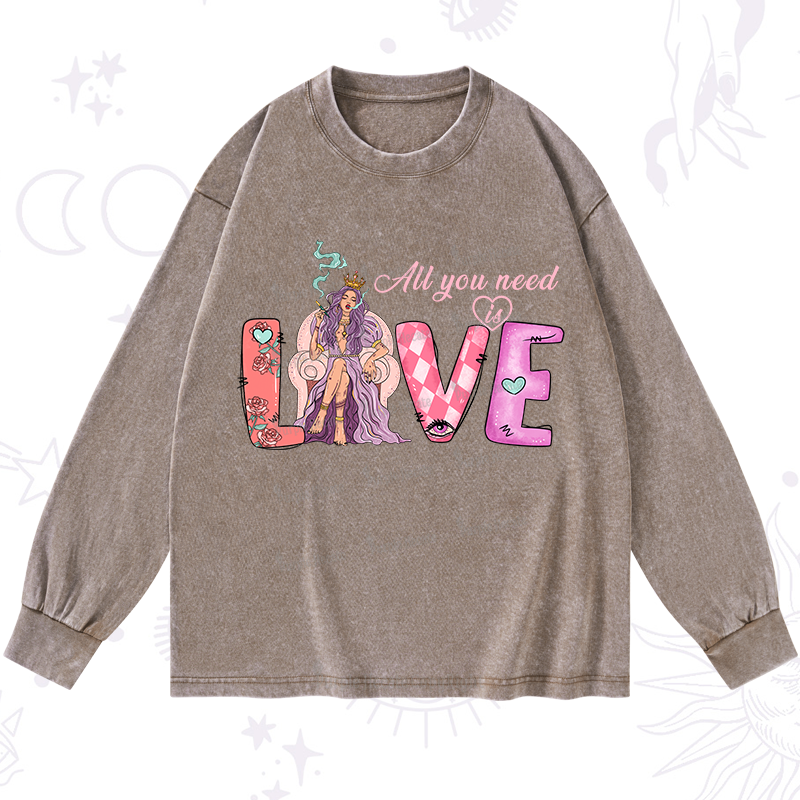 Purplehecate All You Need Is Valentine Washed Long Sleeve Shirt
