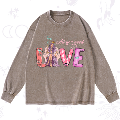 Purplehecate All You Need Is Valentine Washed Long Sleeve Shirt