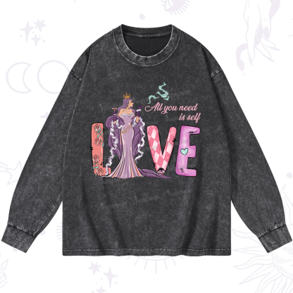 Purplehecate All You Need Is Self Valentine Washed Long Sleeve Shirt