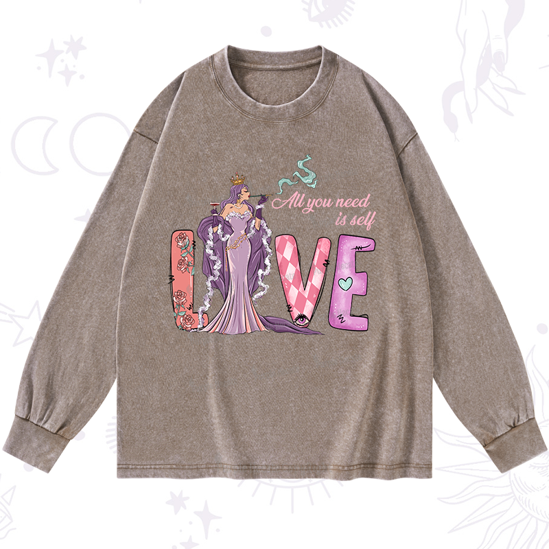 Purplehecate All You Need Is Self Valentine Washed Long Sleeve Shirt