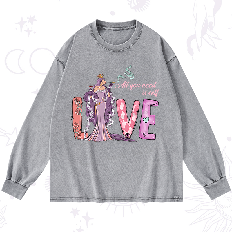 Purplehecate All You Need Is Self Valentine Washed Long Sleeve Shirt