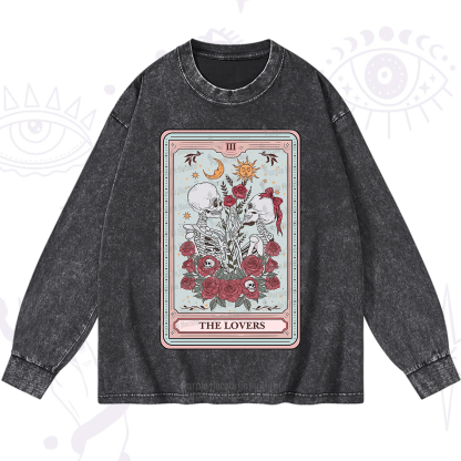 Purplehecate The Lovers Skeleton Tarot Washed Long Sleeve Shirt
