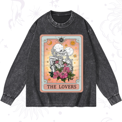 Purplehecate The Lovers Tarot Card Washed Long Sleeve Shirt
