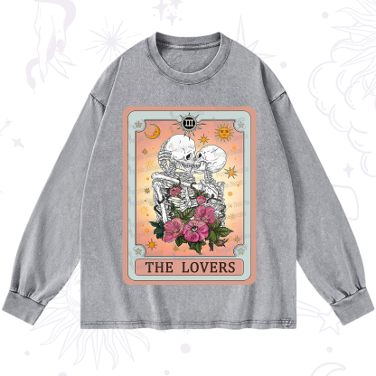 Purplehecate The Lovers Tarot Card Washed Long Sleeve Shirt