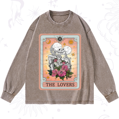 Purplehecate The Lovers Tarot Card Washed Long Sleeve Shirt