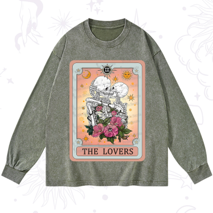 Purplehecate The Lovers Tarot Card Washed Long Sleeve Shirt