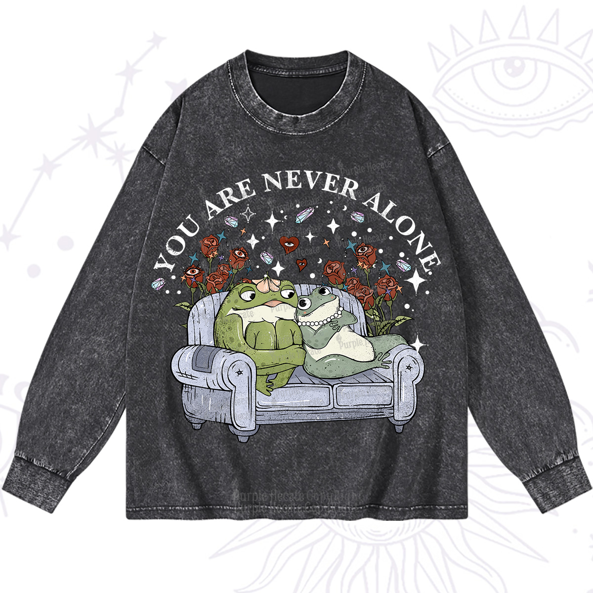 Purplehecate Your Are Never Alone Washed Long Sleeve Shirt