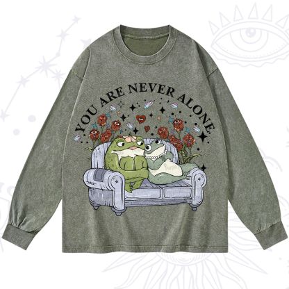 Purplehecate Your Are Never Alone Washed Long Sleeve Shirt