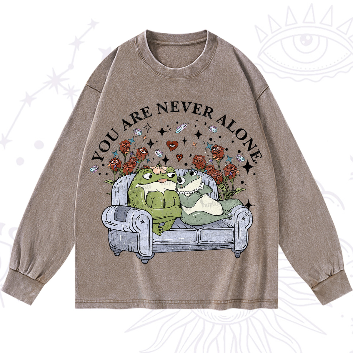Purplehecate Your Are Never Alone Washed Long Sleeve Shirt