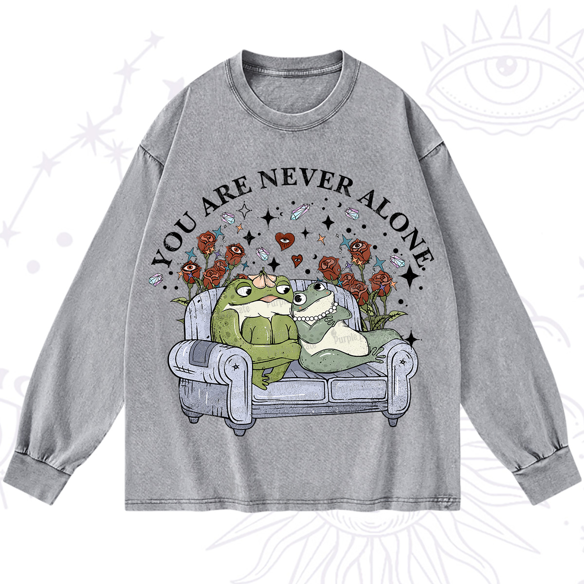 Purplehecate Your Are Never Alone Washed Long Sleeve Shirt