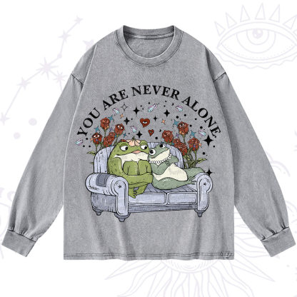 Purplehecate Your Are Never Alone Washed Long Sleeve Shirt