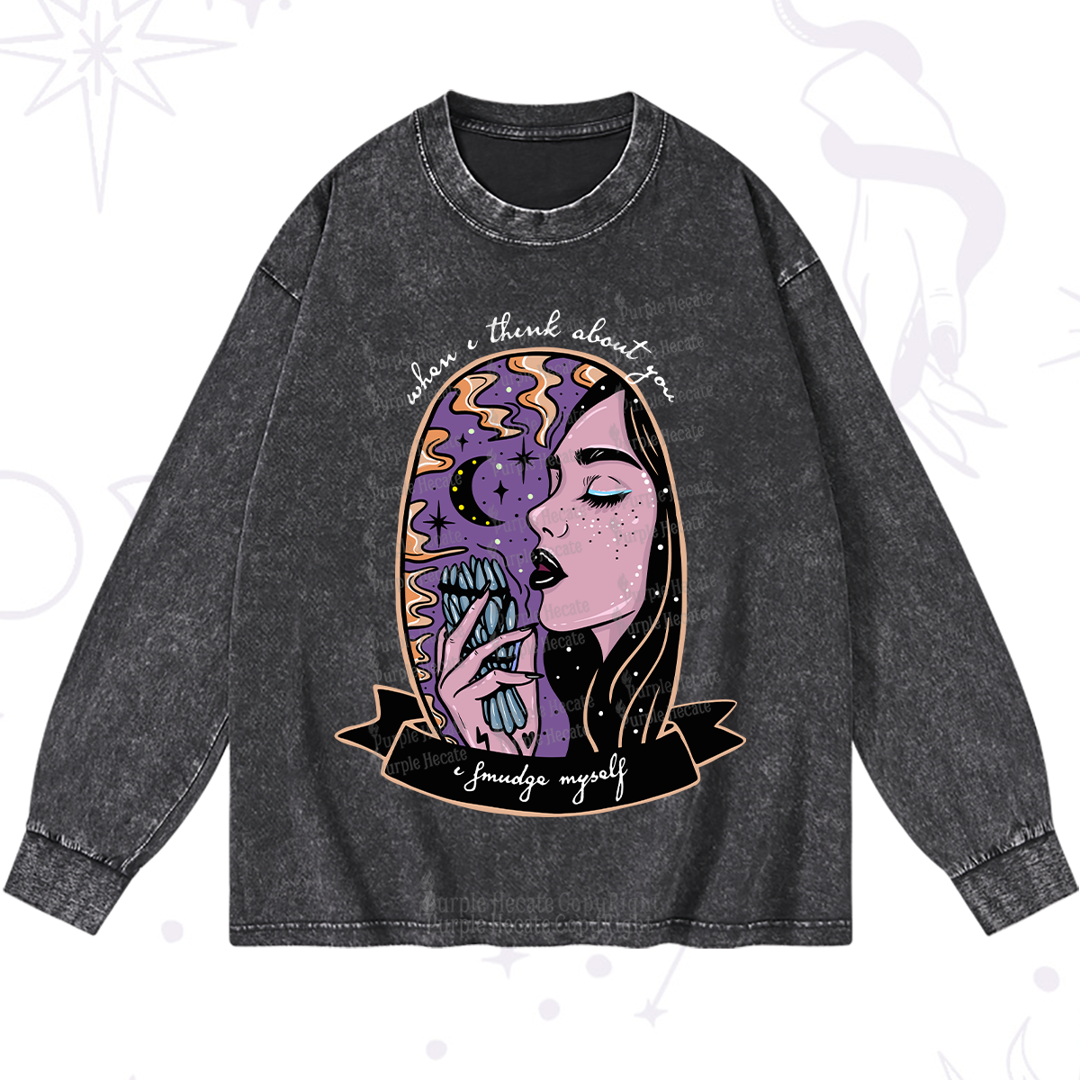 Purplehecate When I Think About You Washed Long Sleeve Shirt
