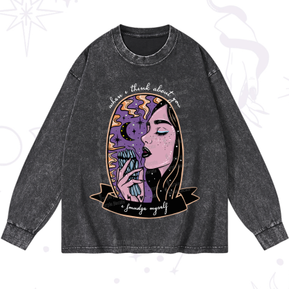 Purplehecate When I Think About You Washed Long Sleeve Shirt