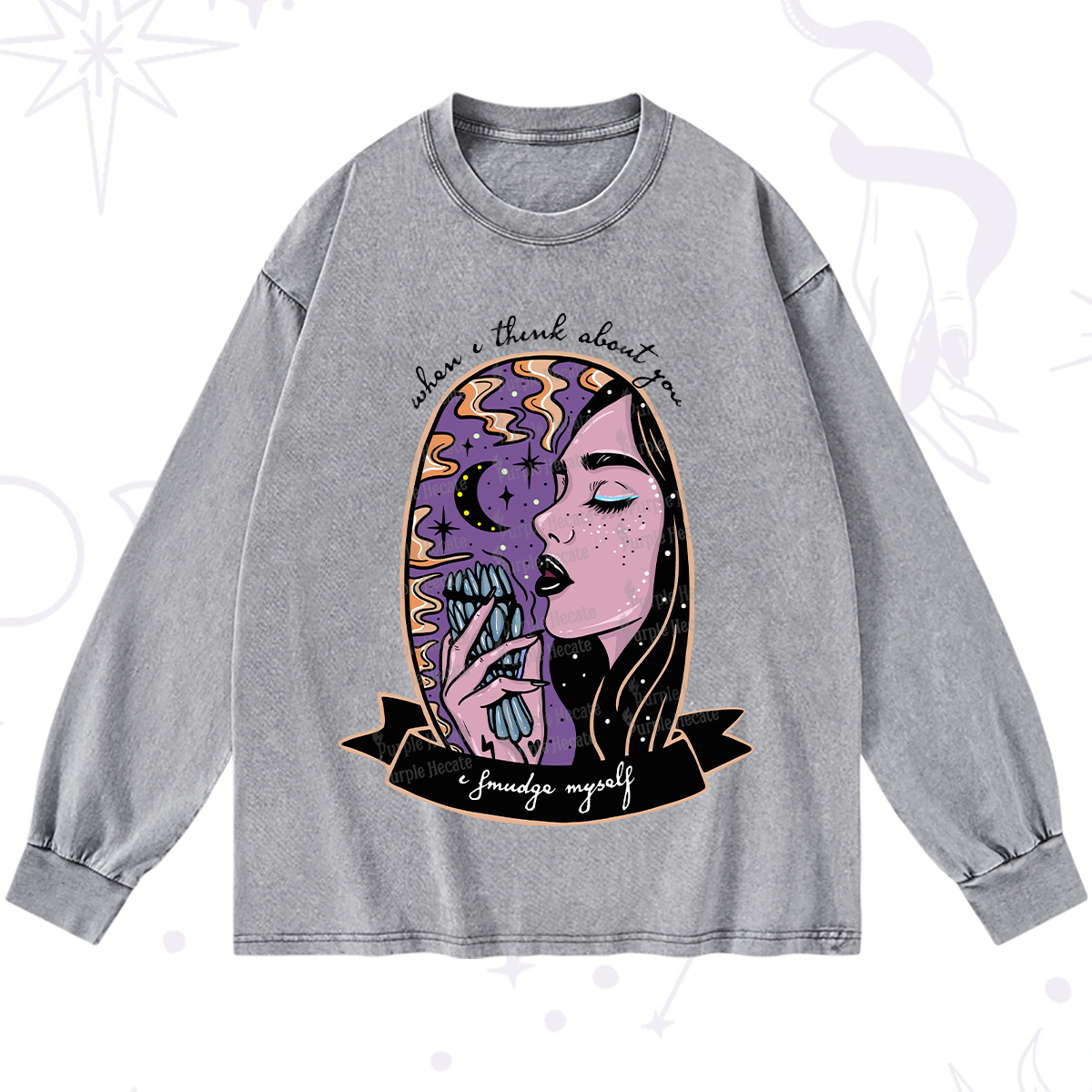 Purplehecate When I Think About You Washed Long Sleeve Shirt