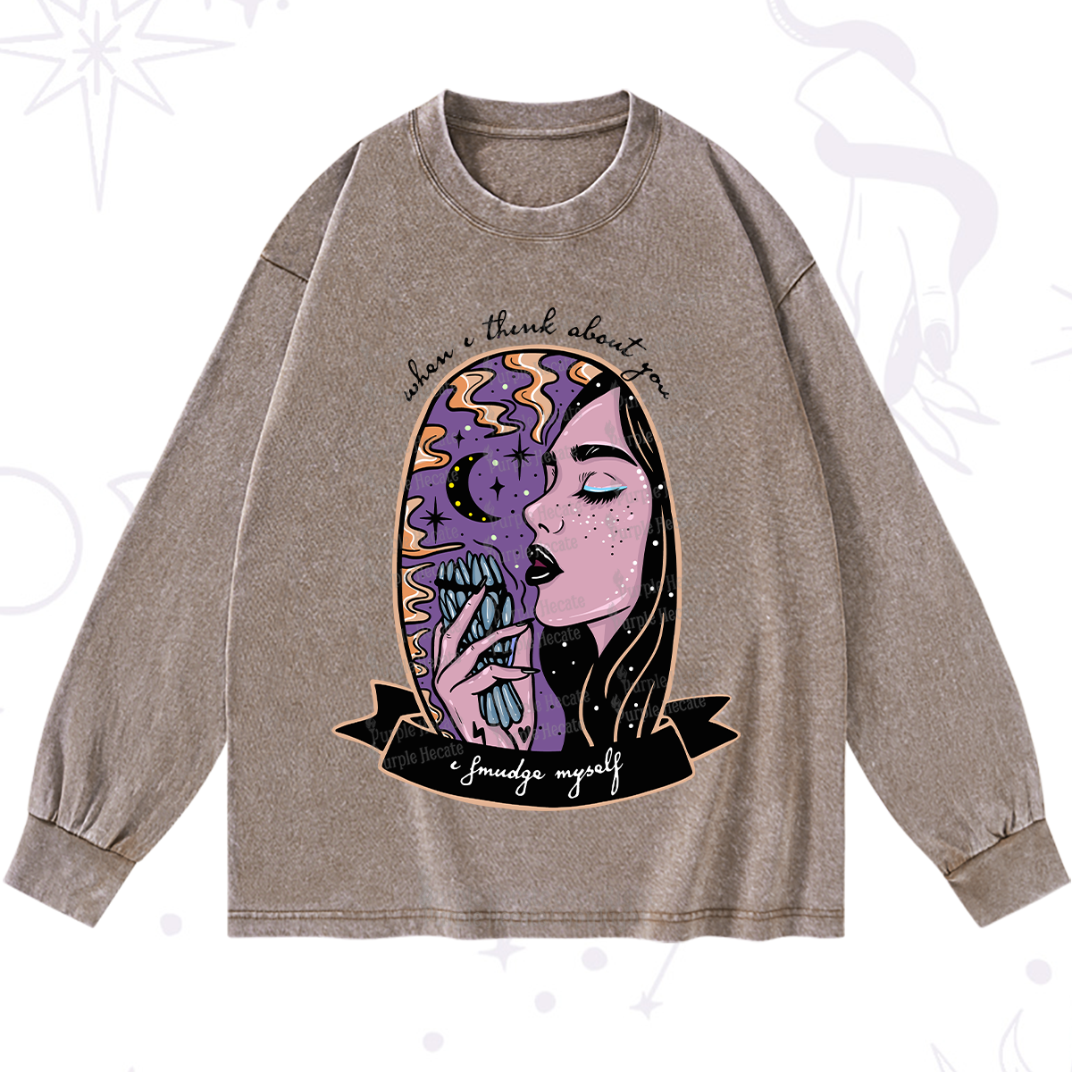Purplehecate When I Think About You Washed Long Sleeve Shirt