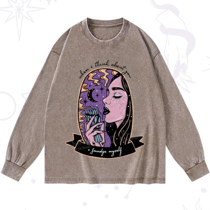 Purplehecate When I Think About You Washed Long Sleeve Shirt