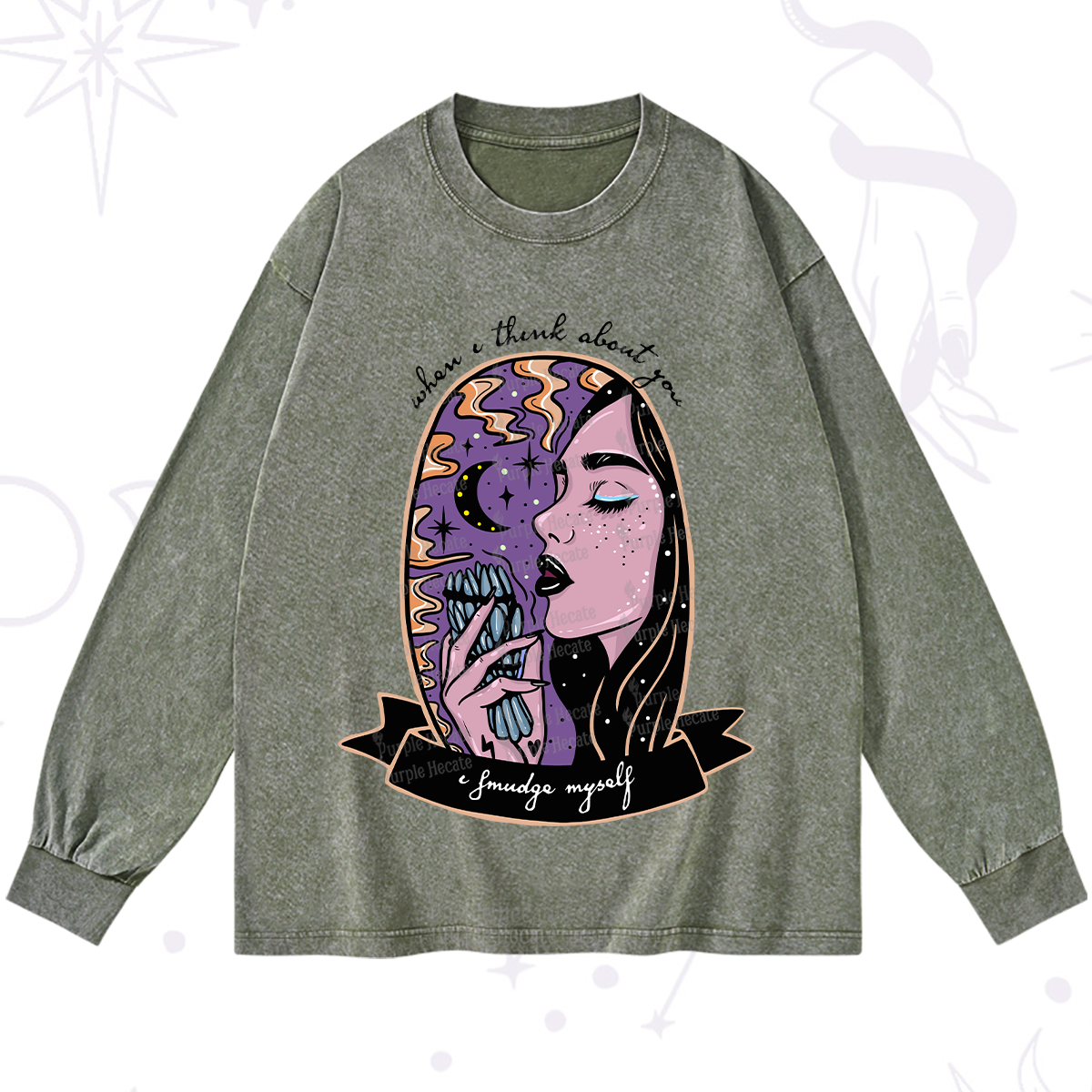 Purplehecate When I Think About You Washed Long Sleeve Shirt