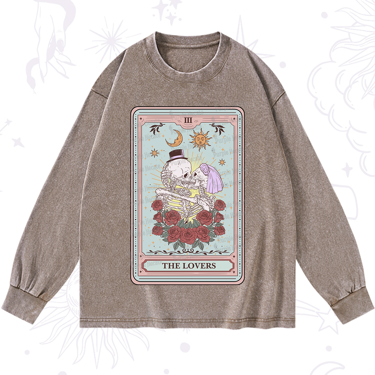Purplehecate The Lovers Tarot Washed Long Sleeve Shirt