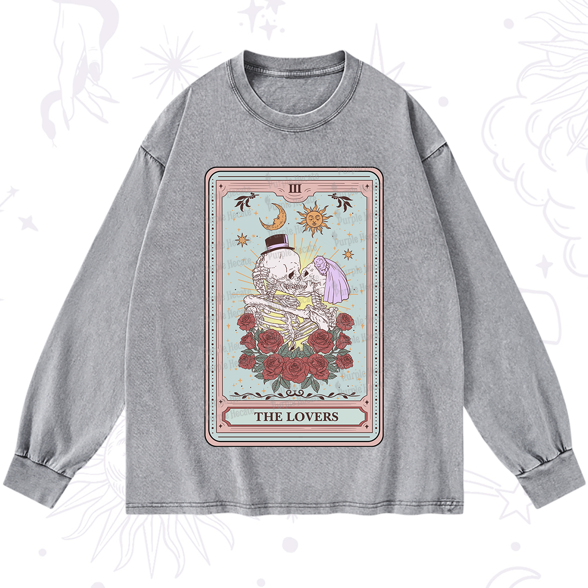 Purplehecate The Lovers Tarot Washed Long Sleeve Shirt