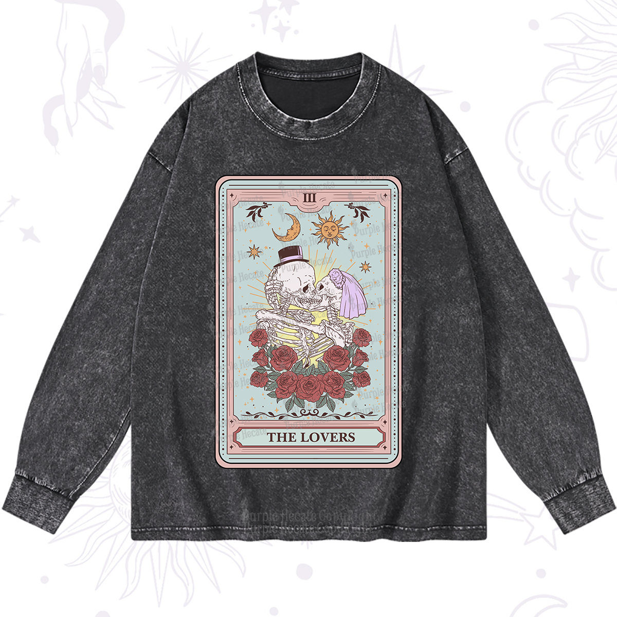 Purplehecate The Lovers Tarot Washed Long Sleeve Shirt