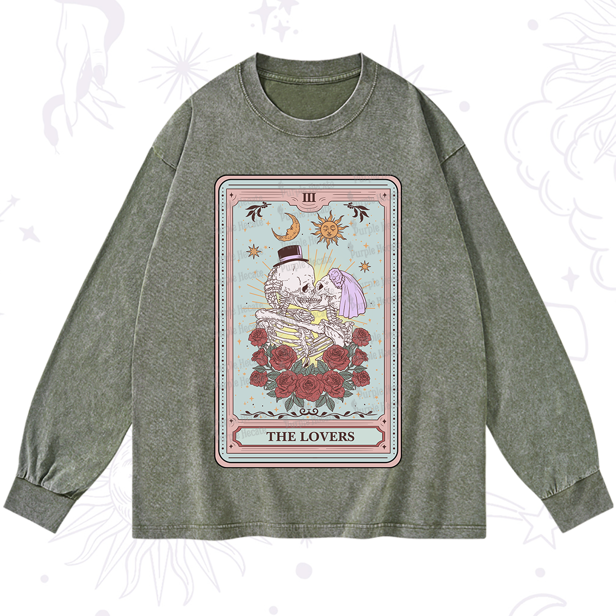 Purplehecate The Lovers Tarot Washed Long Sleeve Shirt