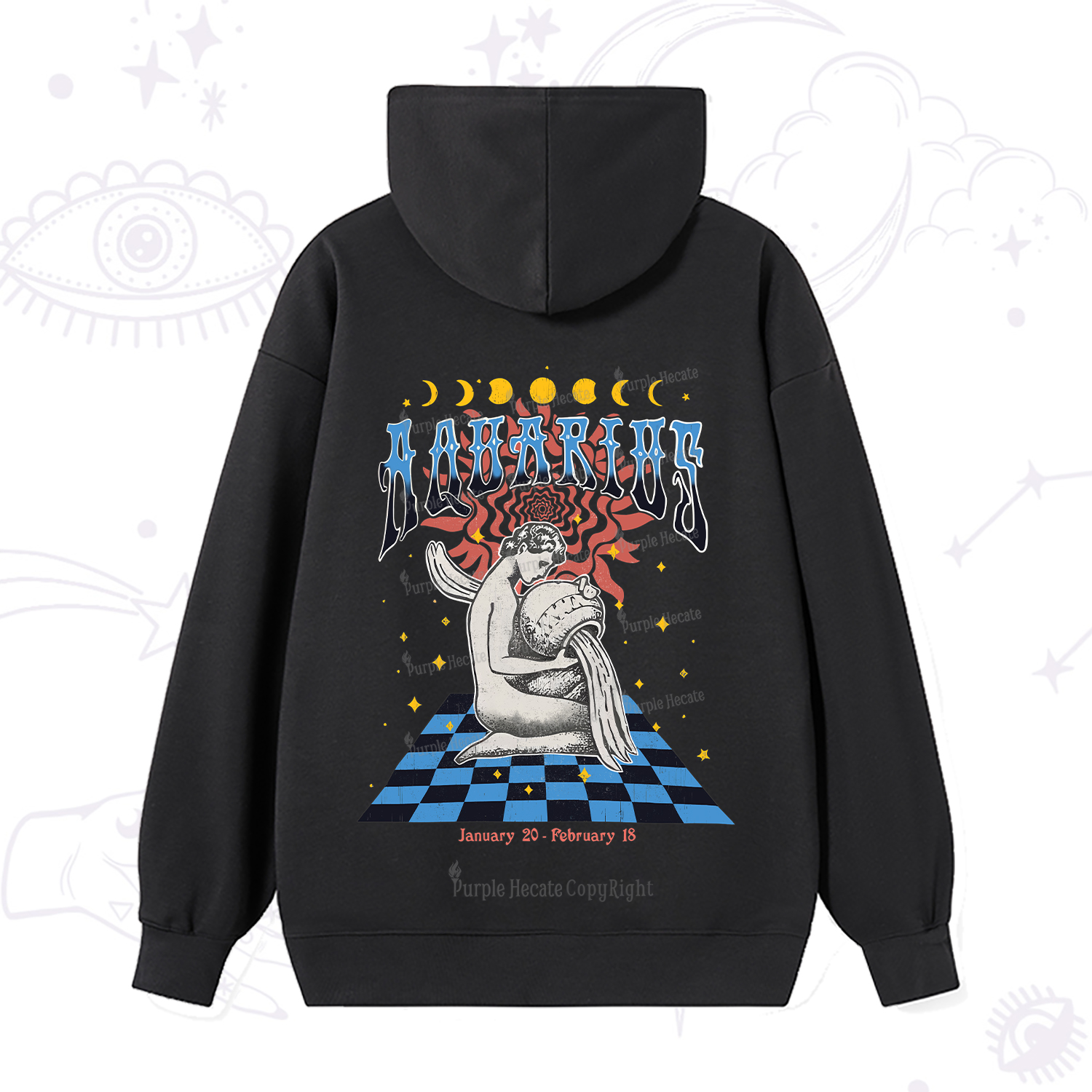 Purplehecate Aquarius Crew Zodiac Hoodie
